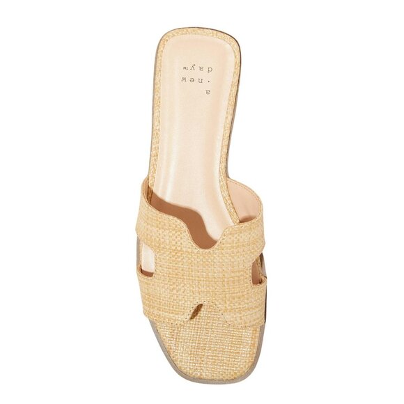 NWT A New Day Womens Nina Raffia H-Band Slide Sandals 92244961 Beige Brown 6M - Picture 3 of 10
